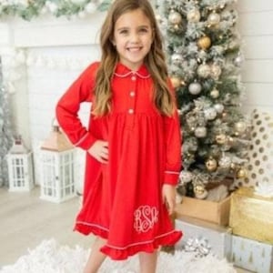 Girls Christmas Dress, Toddler Girls Dress, Girls Monogrammed Christmas Dress, Baby Girl Christmas dress, Outfit for Christmas pictures
