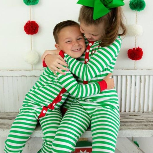 Kids Butt Flap Christmas Pajamas, Matching Sibling Pajamas, Matching Family Pajamas, Personalized Set, Personalized Sleep