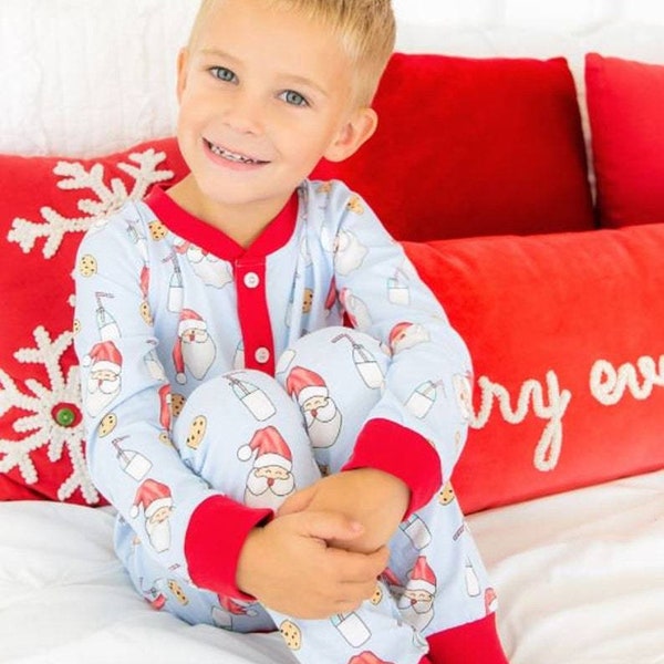 Kids Butt Flap Christmas Pajamas, Matching Sibling Pajamas, Matching Family Pajamas, Cookies and Milk, Personalized Set, Personalized Sleep