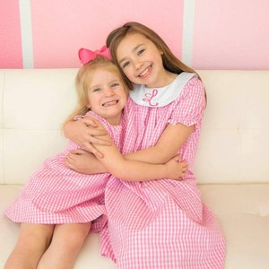 Bishop Dress, Baby Girl Bishop Dress, Monogrammed Gingham Dress, Toddler Girls Easter Dress, Easter Dress