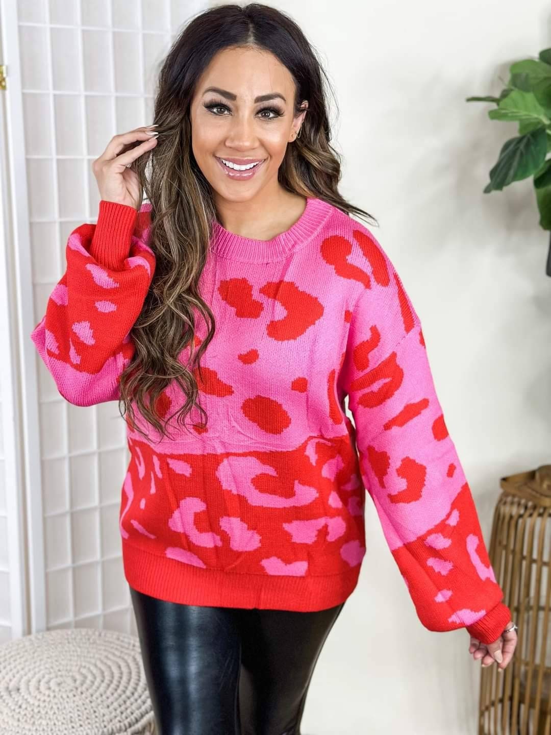 Leopard pink shop sweater