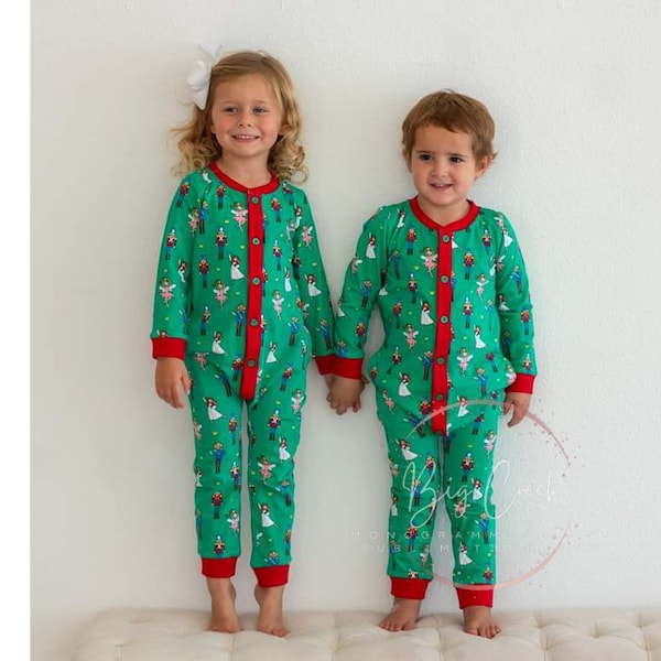 Kids Butt Flap Christmas Pajamas, Nutcracker Matching Sibling Pajamas, Matching Family Pajamas, Personalized Set, Nutcracker Pajamas