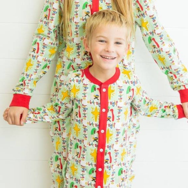 Kids Butt Flap Christmas Pajamas, Nativity Scene Matching Sibling Pajamas, Matching Family Pajamas, Personalized Set, Oh holy Night Pajamas