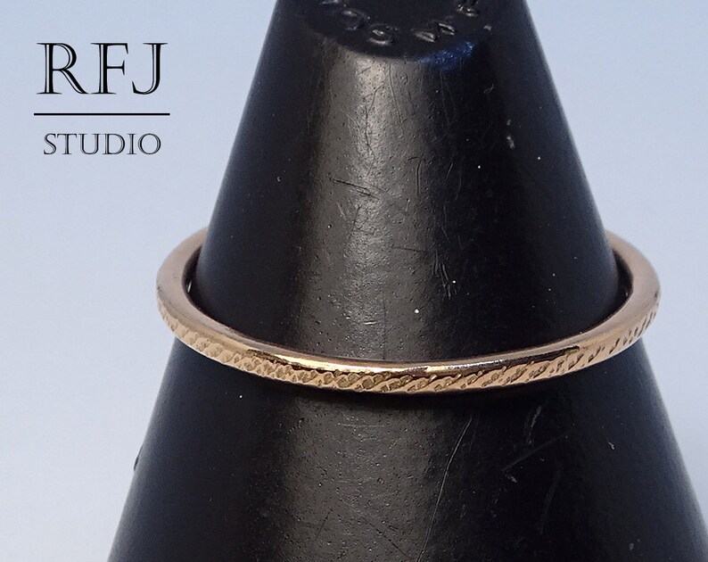 14K Rose Gold Plated Cross Hatched Stacking Ring Thick Gold Plated Tiny Ring Stack Rose Gold Vermeil Ring Minimalistic Stackable Ring