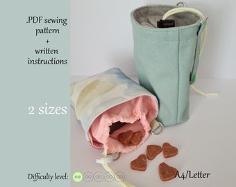 Dog Treat Bag Sewing Pattern with Drawstring Closure, 2 Sizes