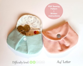 Pleated Coin Purse Sewing Pattern with Snap Closure and Card Pocket