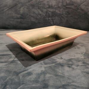 Vintage Hull Pottery USA 124  Rectangular Planter Green and Pink
