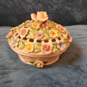 Vintage Ceramic Trinket Box with Lid
