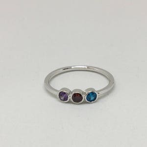 3 Birthstone Ring Silver, Gold Personalized Family Ring Family Birthstone Ring Personalized Gift, gift image 7