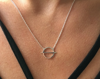 Circle Line Astrology Saturn Necklace Gift For Girl Friend