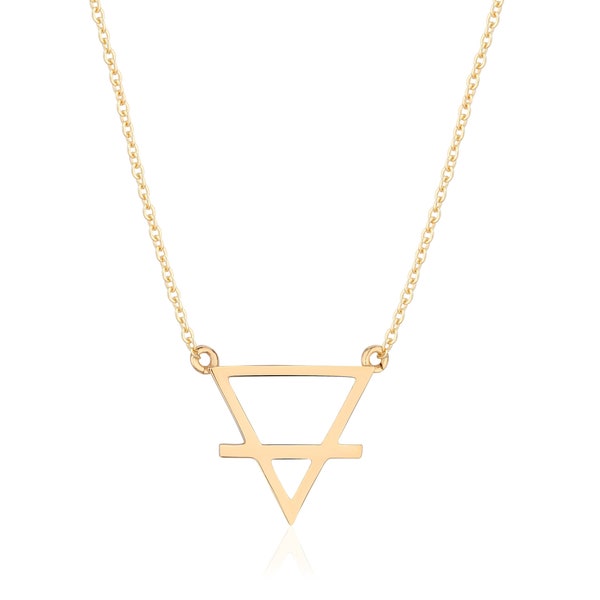 Earth element alchemy Necklace Taurus Virgo Capricorn Zodiac Silver Womens triangle symbol layered Gold Necklace,