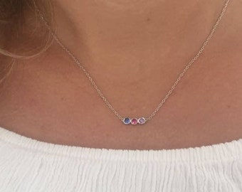 Rainbow birthstone necklace for girls, Family Birthstone Necklace, Personalized Jewelry For  Girlfriend, mothers  rainbow Necklace Gold