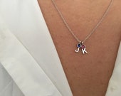 Initial Necklace, Gold Necklace, Birthstone Necklace, Family Necklace, Personalized Necklace, Letter Necklace