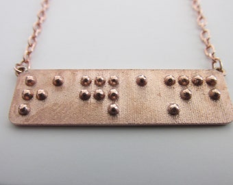 Custom Necklace, Braille Necklace, Custom Braille Necklace, Name Necklace, Name in Braille Personalized Necklace, gift