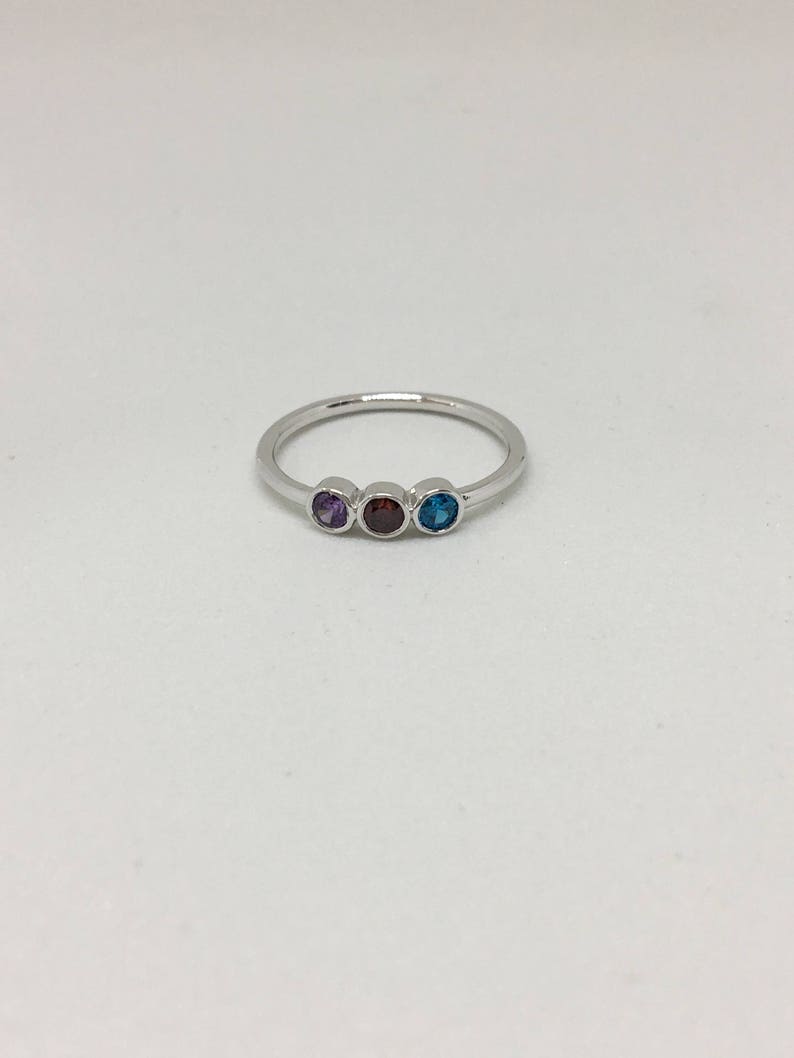 3 Birthstone Ring Silver, Gold Personalized Family Ring Family Birthstone Ring Personalized Gift, gift image 7