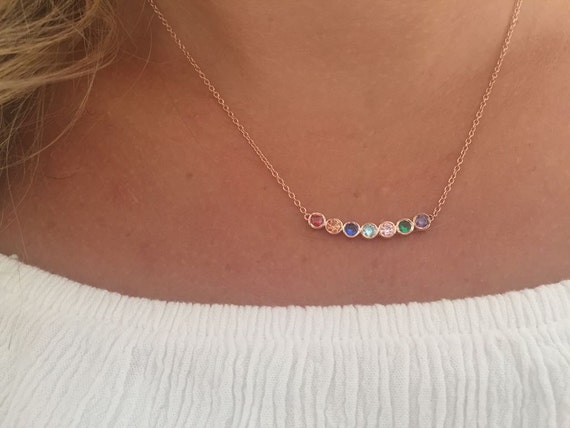 Multiple Birthstone Necklace in Rose Gold Plating - Talisa Jewelry