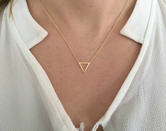 Triangle Element Necklace, Triangle Alchemy necklace, Gold Triangle necklace, Necklace triangle, Necklace water symbol