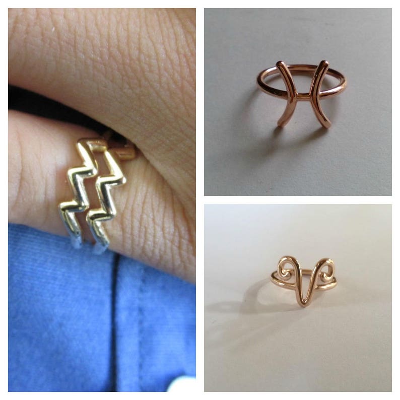 Zodiac Ring Astrology Sign Ring Astrology Jewelry Horoscope Ring Astrological sign ring Zodiac Rings, gift image 3
