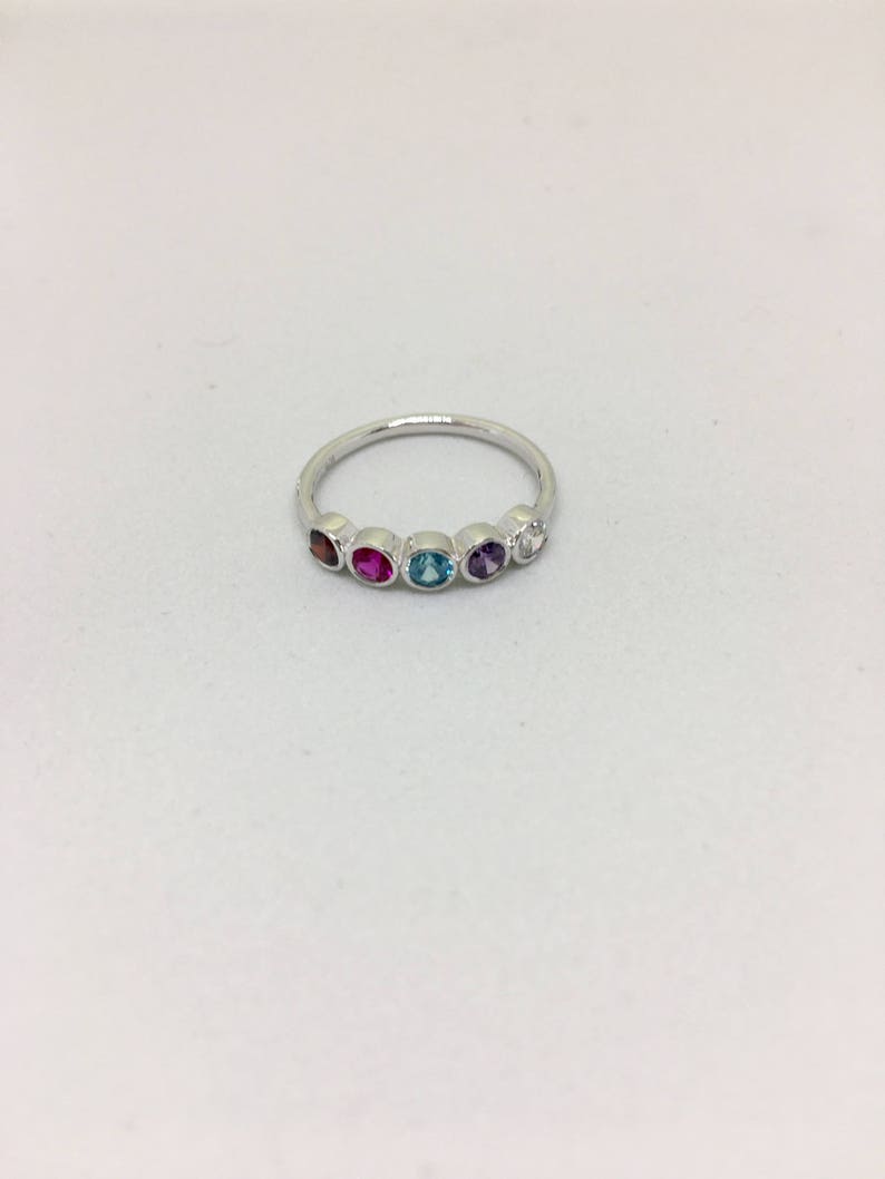 Birthstone Ring, Five Birthstones Ring Family Gift, Custom Birthstone Ring-Family Ring Family Birthstone Ring Personalized Gift image 2