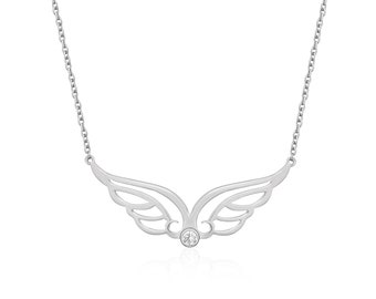 angel wings phoenix silver girls necklace - bird necklace - freedoom necklace -  eagle cz necklace - silver phoenix necklace