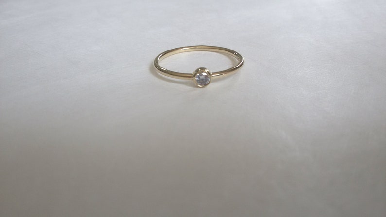 Gold Ring Solitaire, Tiny Gold Ring, Gold Engagement Ring, Solitaire 14K Gold Ring, Cz Gold Ring, gift image 1