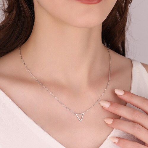 water element alchemy symbol silver necklace for girls, womens gold triangle alchemy necklace