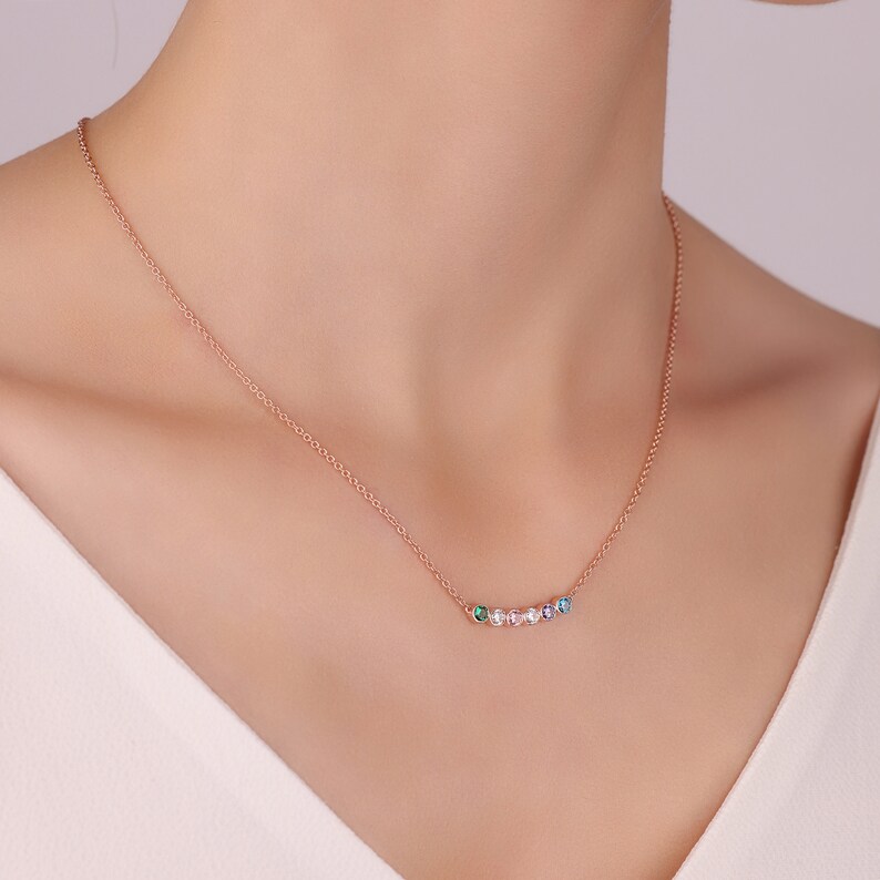 Collar personalizado para madres de familia con piedra de nacimiento de plata de ley 925k, regalo para su mamá abuela, piedra de nacimiento de enero, piedra de nacimiento de febrero imagen 6