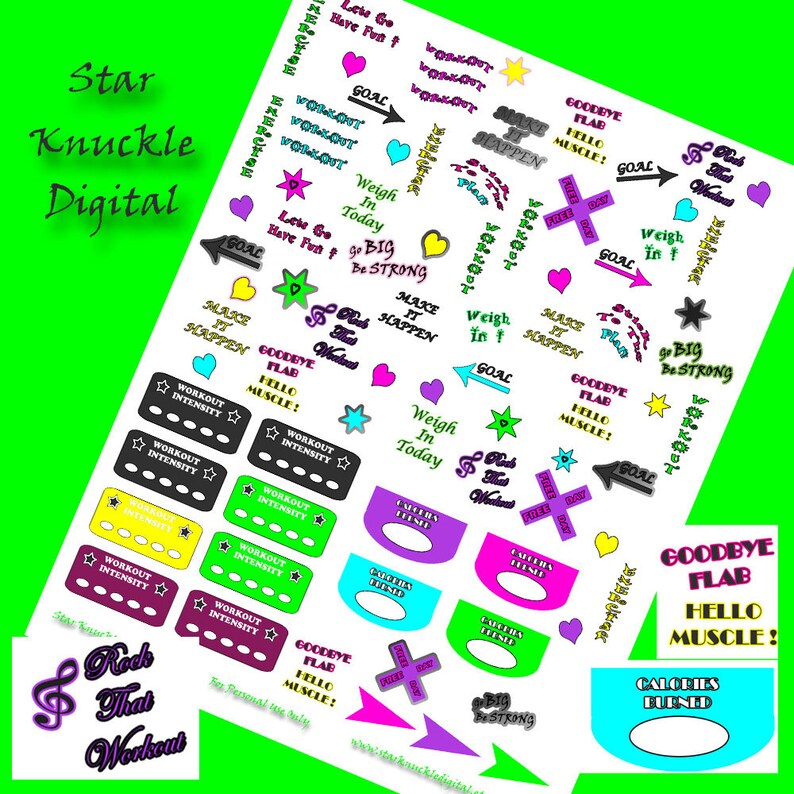printable fitness planner stickers exercise stickers etsy