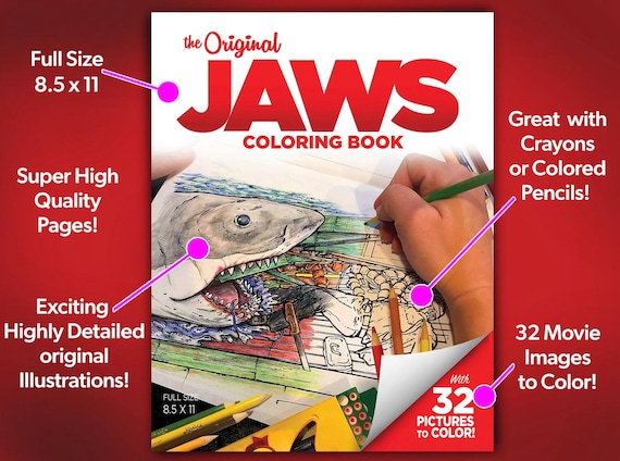 1970 Jaws Coloring Book - Great White Shark Coloring - Jaws