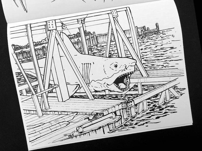 Jaws Shark Coloring Book Adult Coloring Book Quint Jaws Collectible Jawsome Gifts Independence Day Martha's Vineyard Kids Coloring Children image 3