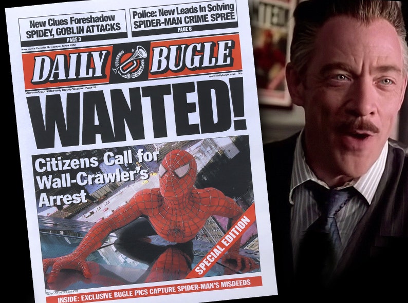Spiderman Daily Bugle "Wanted" Newspaper Prop Replica image 3