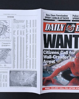 スパイダーマン 新聞 レプリカ デイリービューグル社 まとめ売り グッズ 小道具 スパイダーマン デイリー・ビューグル「指名手配」新聞小道具レプリカ