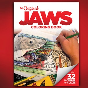 Jaws Coloring Book    - Great White Shark Coloring - Jaws Collectible - Adult Coloring Books - Nerd  Gifts - 1970s  Action Movies