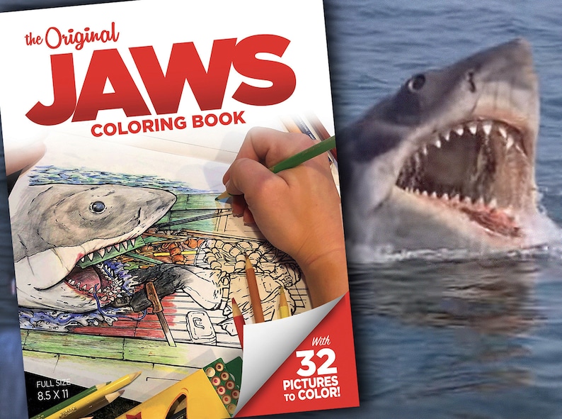 Jaws Shark Coloring Book Adult Coloring Book Quint Jaws Collectible Jawsome Gifts Independence Day Martha's Vineyard Kids Coloring Children image 1