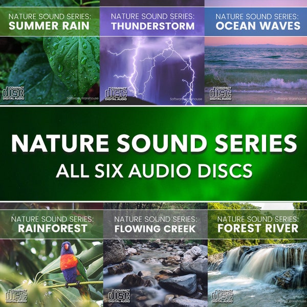 Nature Sound Series - Six Audio CDs - Summer Rain - Thunder - Ocean - Flowing Creek - Forest River - Rainforest - Meditation Relax Discs