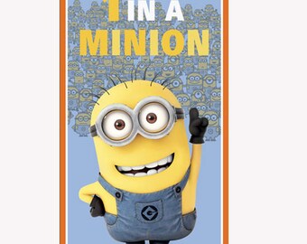 M7 Minion Le Buddies TurquoiseYellow 100/% cotton fabric by the Panel 35.5x43 Minion Panel