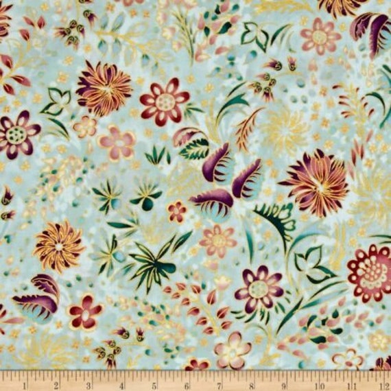 Flower Fabric: Robert Kaufman LUMINA 2 Metallics Floral Bouquet 100% cotton Fabric by the yard (RK175)