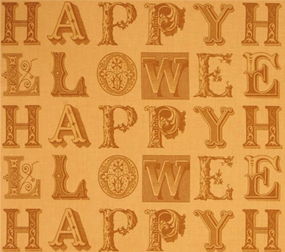 Letters Fabric: Quilting Treasures  Sew Scary Halloween Letters Pumpkin Orange -Alphabets 100% cotton fabric by the yard (QT623)