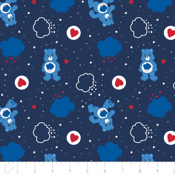 Care Bears Grumpy Bear Navy Camelot 100/% cotton fabric by the yard