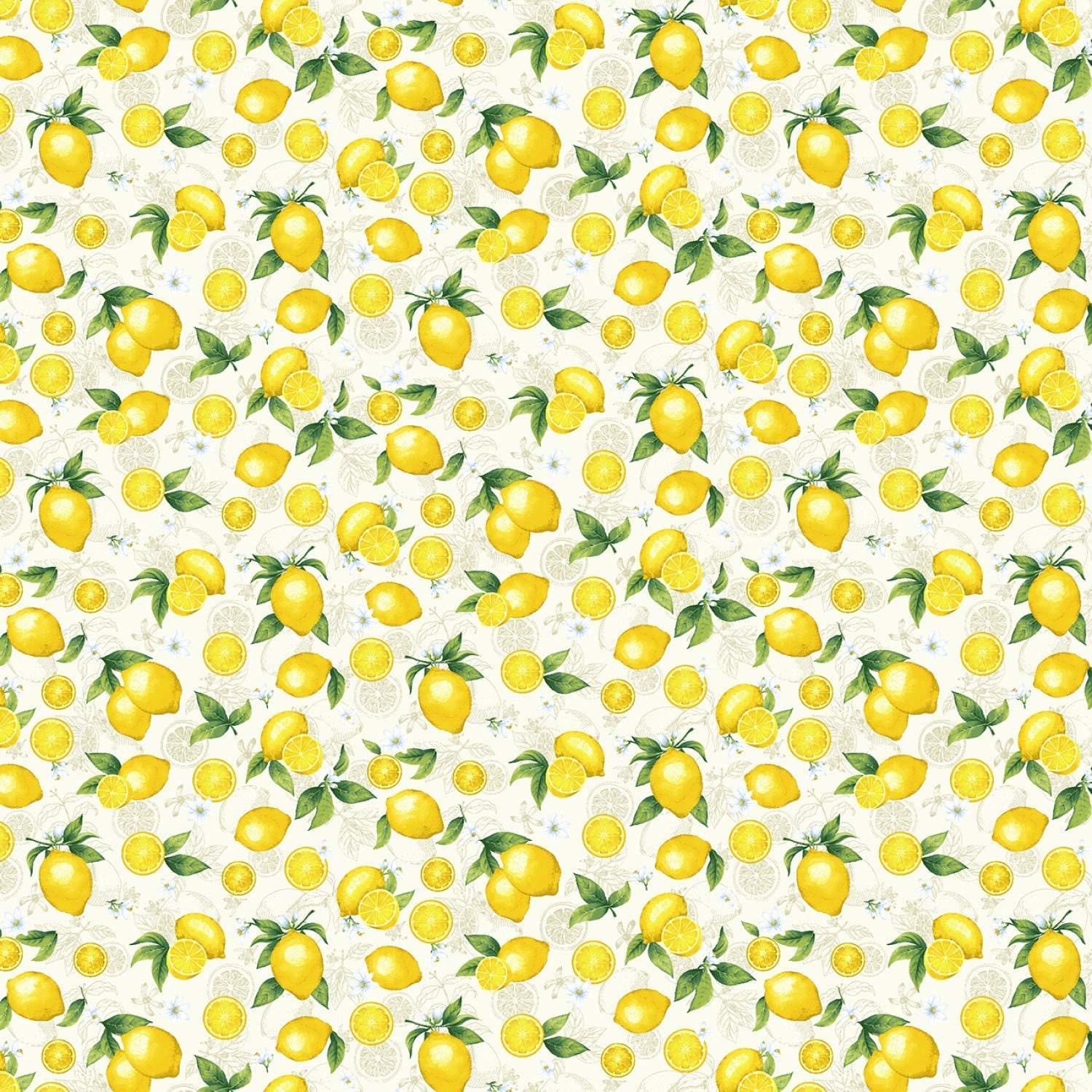 Lemon Fabric: Timeless Treasures Small Etched Lemons Cream Yellow Lemon ...