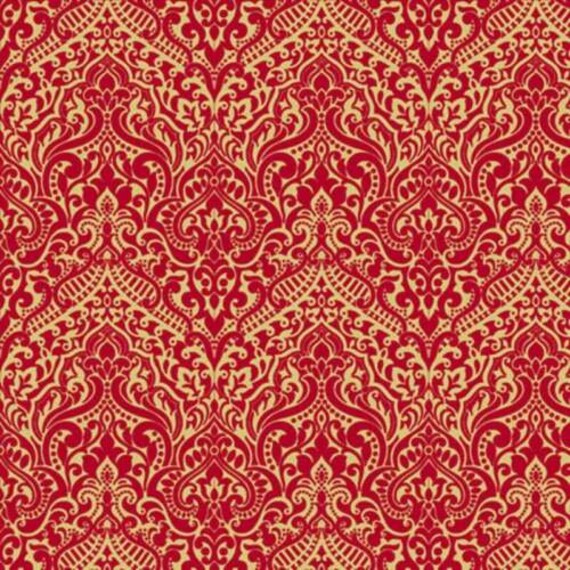 Pattern Fabric: Quilting Treasures Basics Luminous Lace Chevron Brocade Blender Metallic Red 100% cotton Fabric by the yard (QT962)