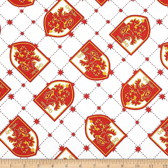 Harry Potter Fabric: Camelot Harry Potter Wizarding World Gryffindor House Pride Hogwarts House  100% cotton fabric by the yard (CA1318KK)