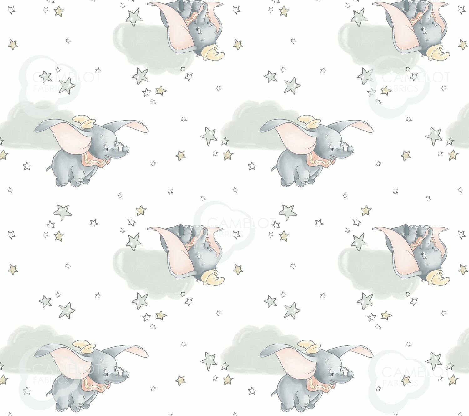 Disney Dumbo Swaddling Fabric by the half yard 100/% Cotton.