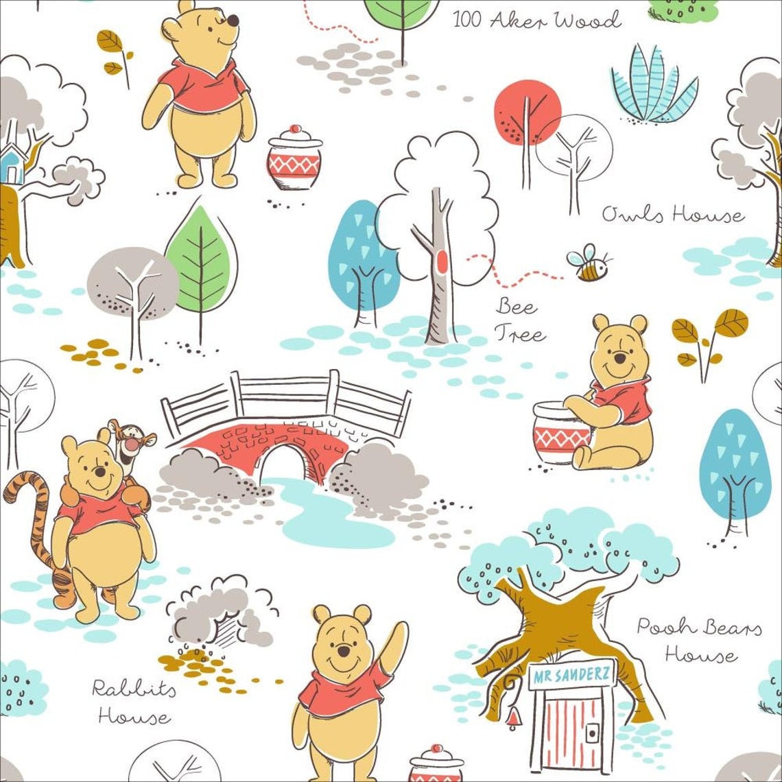 Disney Fabric, Winnie The Pooh Fabric: Disney Winnie the Pooh House