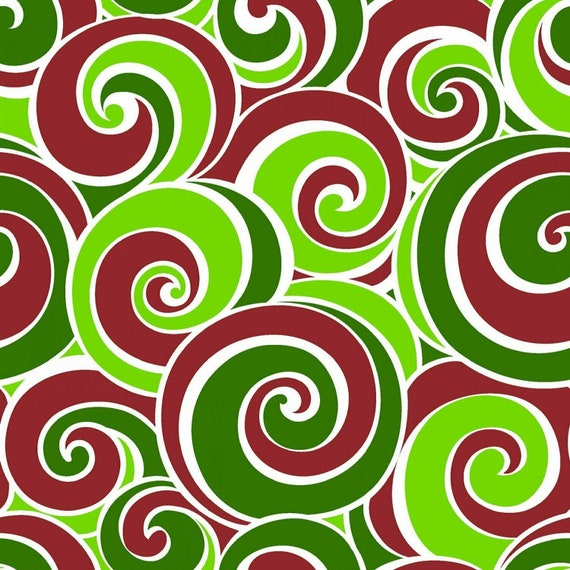 Christmas Fabric: Seasonal Basics Christmas Swirl Red Green White by Springs Creative 54358 100% cotton Fabric by the yard (SC36AA)