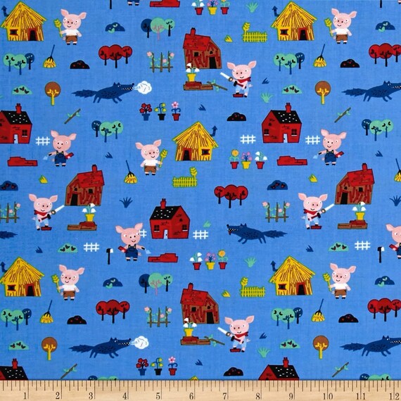 Animals Fabric Cartoon Fabric: Timeless Treasures Huff & Puff - Etsy Israel