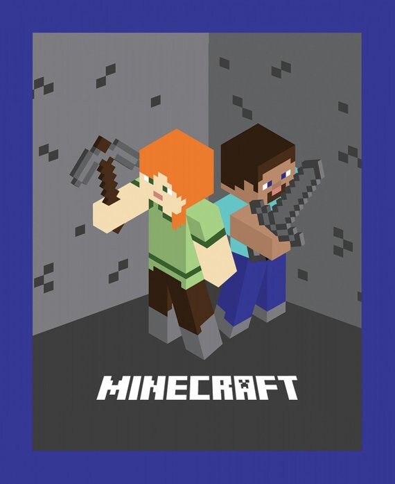 New Minecraft Fabric Minecraft Characters Panel 100 Cotton Etsy