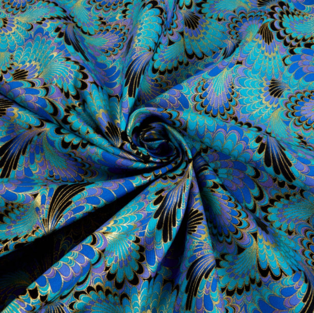 Peacock Fabric: Timeless Treasures Palazzo Metallic Abstract - Etsy
