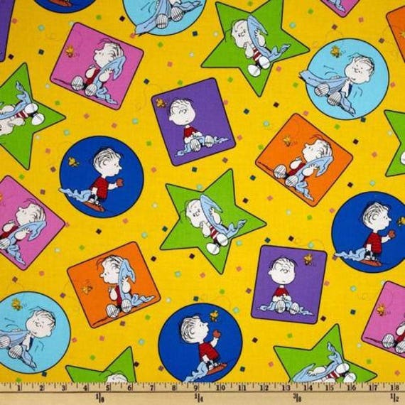 Peanuts Project Linus Charlie Brown Words White Cotton Fabric QT By The Yard