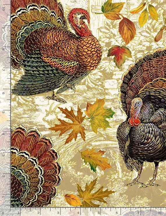 Thanksgiving Fabric Turkey Fabric Timeless Treasures Harvest Etsy